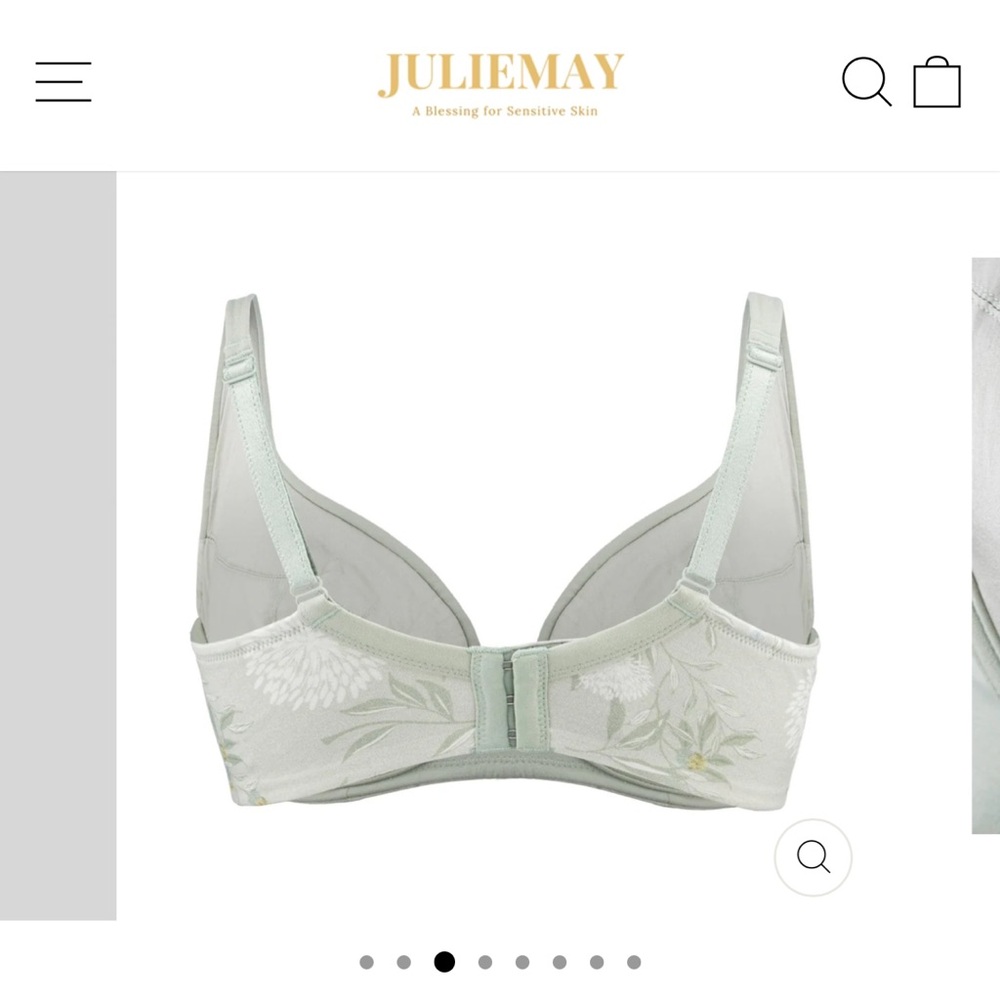 Julie May Bra & Briefs - 36B Medium - Soft Green Floral Organic Cotton & Silk - Picture 5 of 9